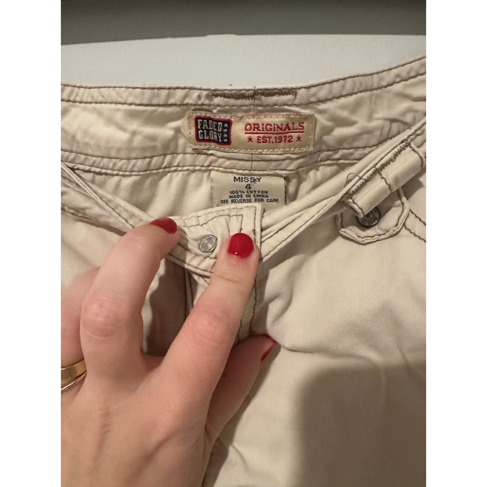 Faded Glory Khaki Cargo Mini Skirt Tan Cotton Utility Y2K Gorpcore Size 4 - Picture 5 of 7